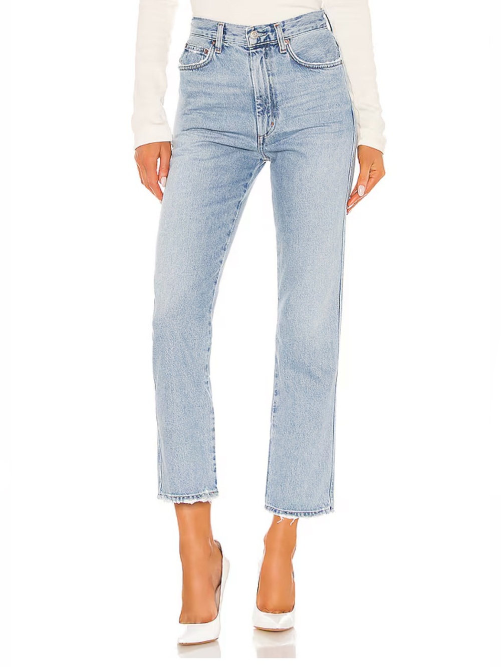 Agolde Pinch Waist High Rise Kick Jeans in Riptide - Picture 2 of 13